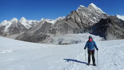 Steve in front of mountain in snow